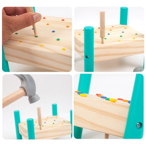Jouets éducatifs Montessori transfrontaliers en bois pour bébés de 3 à 6 ans : marteau à clous pour la coordination œil-main - Product Image 4