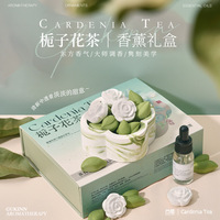 Ensemble diffuseur de parfum artisanal écologique en plâtre, forme de fleur, senteur gardénia et rose, idéal pour les spas et les cadeaux