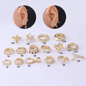 YW Anting-Anting Hoop Tindik Telinga Warna Emas Anting-Anting Tindik Tulang Rawan Kecil Trendi Ular Huggie Wanita Hoop untuk Pria