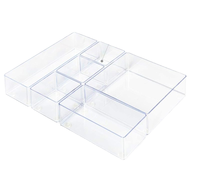 Boîte de rangement transparente moderne pour maquillage en PET Conception détachable Injection multifonctionnelle de forme rectangulaire pour articles divers de salle de bain