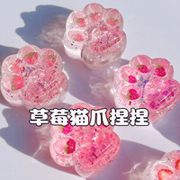 Mainan Squishy Taba Penghilang Stres Slow Rising, Kue Squishy Stroberi Ungu Pink Kristal Bening, Squishy Cakar Kucing Kawaii
