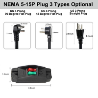 Kabel Ekstensi Daya Tipe Y dengan Colokan 3 Pin AS dan Dua Port IEC C5 dengan Sakelar Terpisah untuk Laptop, Printer, Lampu LED