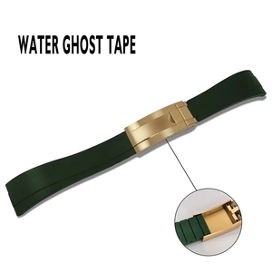 Bracelet de <span class=keywords><strong>montre</strong></span> de luxe respirant en caoutchouc et bois de 20 mm – Compatible Yacht-Master Noir/Vert - Product Image 4
