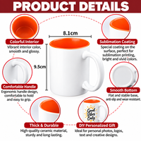 Mug en céramique de haute qualité avec intérieur coloré 11OZ, design personnalisé avec logo, mug à café en céramique avec poignée blanche