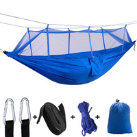 Portable Double Camping Hamac pour Activités De Plein Air 2 Personnes En Nylon Mobilier D'extérieur Moustique Toile Maille Tissu Parachute