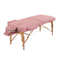 Table de massage pliable moderne OEM avec cadre en bois, hauteur réglable, incluant appui-tête et accoudoirs, pour spa, salon ou chambre à coucher