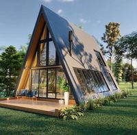 Zent Maisons préfabriquées en bois en forme de triangle à cadre en A modernes personnalisées Villas Maison triangulaire en bois en acier pour vivre