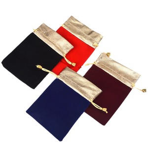 Gold Drawstring Closure <b>Pouch</b> Gift Velvet Bag for Jewelry Packaging X-mas Holiday - Product Image 2