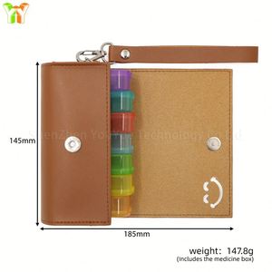 <b>7</b> Days Pill Box Travel Weekly Medicine Organizer Case PU Portable Weekly Pill Box PU Leather <b>Tablet</b> Case - Product Image 3