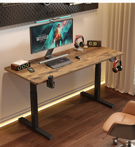Bureau moderne en verre réglable en hauteur, avec pieds réglables en 2 étapes, cadre de bureau électrique à moteur unique pour utilisation au bureau ou avec ordinateur - Product Image 4