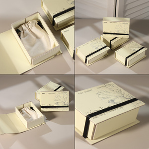Caja de Regalo de Joyería de Lujo Personalizada, Diseño Rectangular con Patrón Floral Original del Diseñador, para Collares, con Logotipo Personalizado - Product Image 2