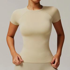 Camiseta Deportiva Personalizada al por Mayor, Camiseta sin Costuras para Gimnasio, Tops Ajustados, Tela de Camiseta sin Costuras, Camiseta de Punto para Mujer - Product Image 4