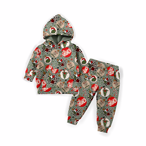 مخصص جودة عالية الأسرة عيد الميلاد الخيزران منامة الأسرة مطابقة ملابس الاطفال الخيزران Sweatpants و هوديي مجموعة - Product Image 1