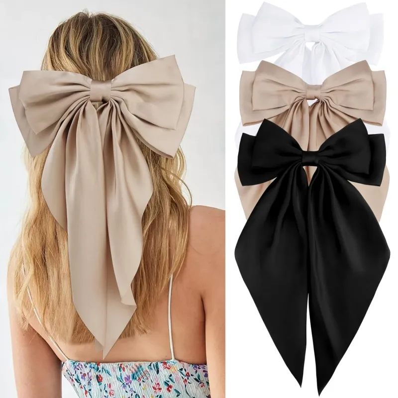 hot sle Big Hair Bows Clips,Large Ribbons Barrettes Long Bows Hair Accessories for Women Gifts