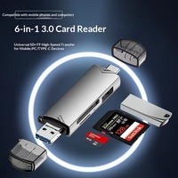 Lector de Tarjetas OTG USB3.0 de Alta Velocidad Tipo-C 6 en 1, Aleación de Aluminio, para Teléfonos Móviles, Computadoras, Laptops, Tablets, Adaptador USB C SD/TF/U Disk