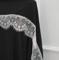 Robe longue grande taille avec hijab assorti en tissu Nida, manches longues, dentelle, coupe ample, tenue islamique modeste pour tous les jours