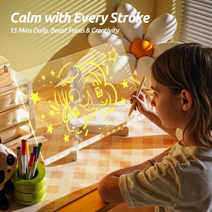 Kbw Acrylic khô xóa Hội Đồng Quản trị với ánh sáng lên đứng notepad bảng LED rõ ràng Máy tính để bàn lưu ý Memo bảng trắng với màu sắc bút & đứng - Product Image 5