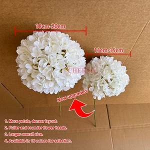 Nouvelle version améliorée : <span class=keywords><strong>Hortensia</strong></span> artificiel crème-blanc de 18 cm, grande tête, pour décoration de mariage et événements - Product Image 3