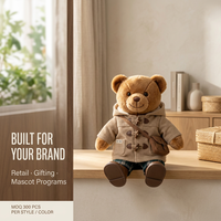 Peluche personnalisable articulée avec squelette intégré, rembourrage en coton PP, pour mascotte de marque ou objet de collection