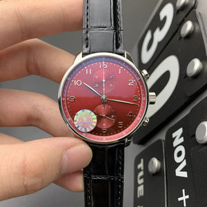 Montre chronographe de luxe d'inspiration européenne pour homme, montre classique, bracelet en acier inoxydable et cuir - Product Image 3