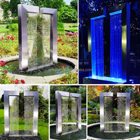 Décoration de Jardin Extérieur Simple en Acier Inoxydable Métal Corten Fontaine d'Eau Piscine Fontaine Cascade Sculpture Statue
