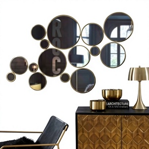 Modern Round <b>Wall</b> <b>Mirror</b> <b>Set</b> Iron Frame Decorative <b>Mirror</b> for Home Interior Hotel decoration - Product Image 1