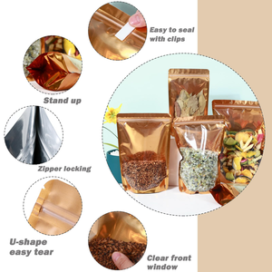 Đứng lên túi Mylar với cửa sổ rõ ràng túi giấy có thể khóa lại để lưu trữ thực phẩm túi đóng gói bằng chứng Mùi - Product Image 2