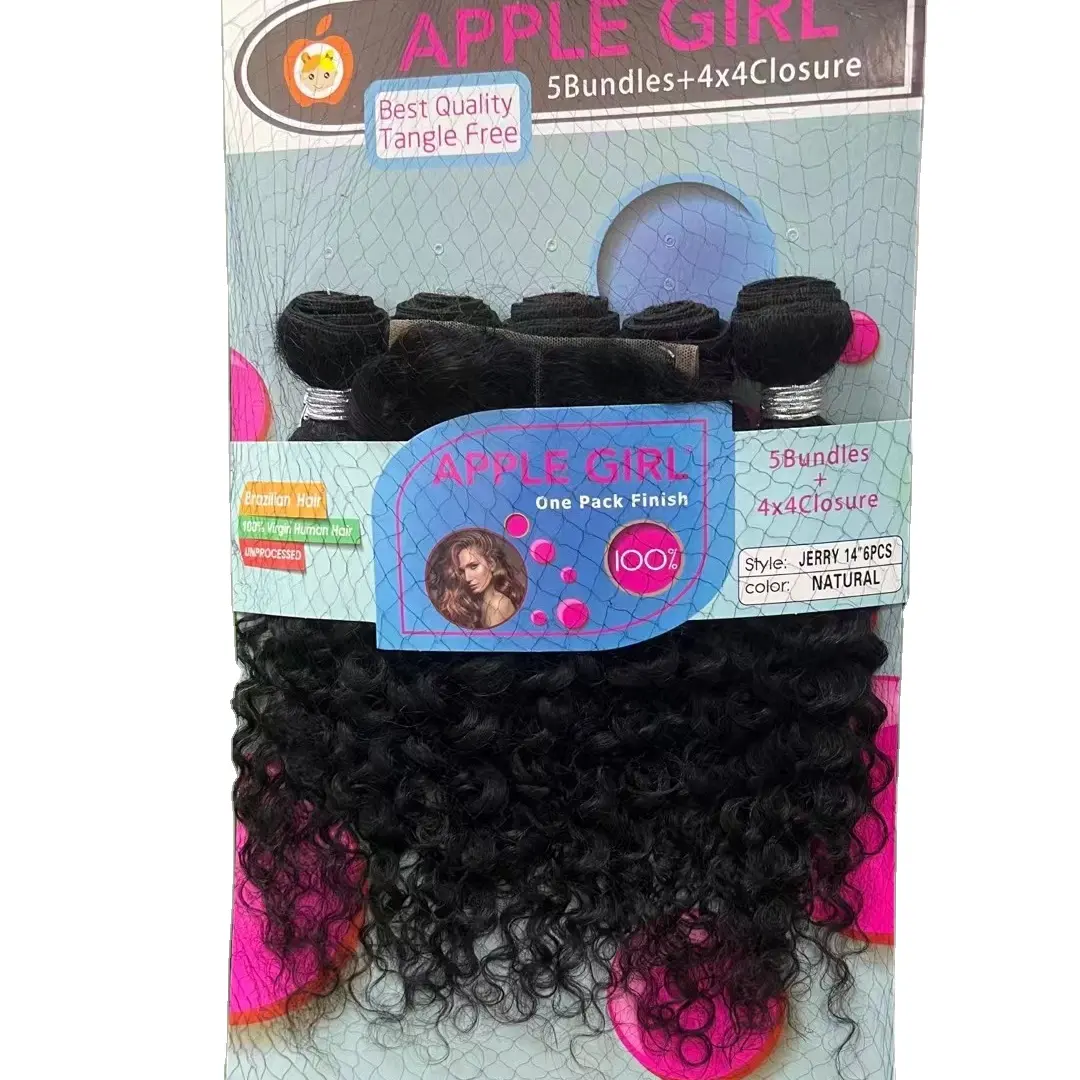 Factory Outlet brazilian weave apple girl humain hair 5+1kinky curly p5/1 Support customization