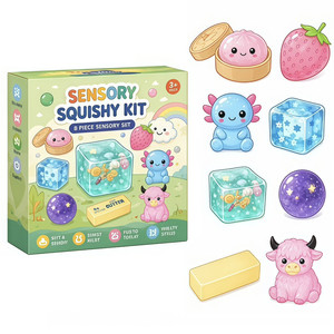 Squishy Fun <b>Box</b> 8 Piece Sensory Toy Set With Fruit Animal And Ice Cube Shapes For Stress Relief And <b>Gift</b> Giving - Product Image 5