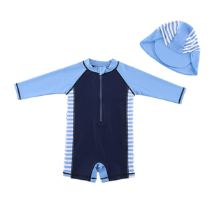 Petits garçons à manches longues maillots de bain une pièce enfant maillot de bain avec chapeau de soleil bébé maillot de bain pour enfant - Product Image 2