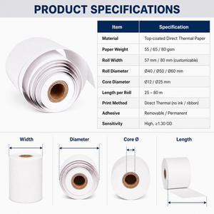 Rollos de Papel Térmico para Caja Registradora, Papel para Recibos con Impresión Nítida, Rollo de Papel para Punto de Venta para Tiendas de Comestibles, Restaurantes y Comercios Minoristas - Product Image 3