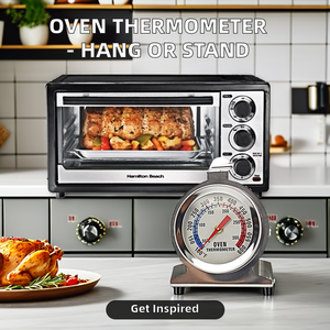 स्टेनलेस स्टील डायल ओवन थर्मामीटर ग्लास तापमान निगरानी घरेलू रसोई के लिए कस्टम ओएम समर्थन हैंग स्टैंड ओवन - Product Image 5