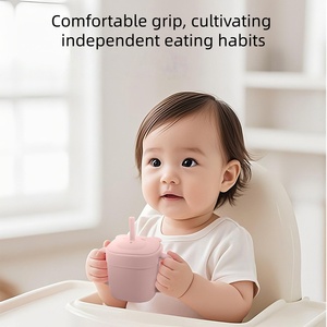 Copo de Alimentação de Silicone para Bebês com Canudo, Design de Urso de Desenho Animado, Grau Alimentício, Atacado Personalizado, OEM - Product Image 3