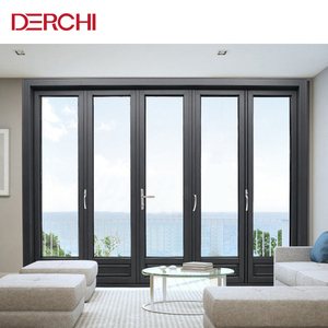 Porte pliante en <span class=keywords><strong>aluminium</strong></span> à rupture de pont thermique DERCHI, vente chaude aux États-Unis, certifiée NFRC, porte accordéon en verre pour balcon, porte patio pliante - Product Image 5