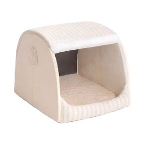 Modern Solid Eco-friendly Winter Velvet Semi-sealed Dog & Cat <b>Bed</b> Pet Tent <b>Nest</b> Detachable for All Sizes - Product Image 6