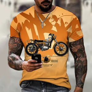 美国摩托车3d数码打印合身t恤全印图形动画3d t恤