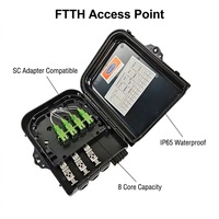 Caja Terminal de Acceso de Fibra Óptica para Exterior FTTH, Bandeja de Empalme por Fusión de 8 Núcleos con Adaptador SC, Modelo SYN-FTTH-8, 1 Año de Garantía