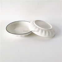 Assiette creuse en céramique de 490 ml, bol à soupe cannelé gaufré de 7 pouces pour pâtes et salades