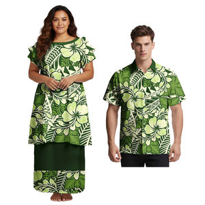 Samoan Fijian <span class=keywords><strong>Masi</strong></span> Tapa Estampado de flores Vestidos de cóctel personalizados Vestidos de fiesta Conjuntos de atuendo de pareja <span class=keywords><strong>sexy</strong></span> Ropa tribal polinesia - Product Image 3