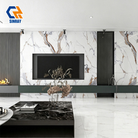 Carreaux de sol et de mur en porcelaine blanche de Carrare, glacés, de luxe, 600x1200mm, 9mm, surface brillante, design moderne, antibactériens, pour la maison
