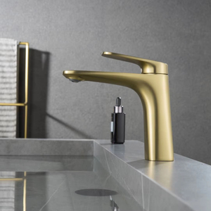 Rubinetto Premier <span class=keywords><strong>a</strong></span> foro singolo con finitura oro spazzolato <span class=keywords><strong>a</strong></span> manico singolo per <span class=keywords><strong>lavabo</strong></span> rubinetto valvola in ceramica - Product Image 1