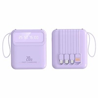 Mini Batería Externa de 5000mAh con Cable Incorporado, Cargador Portátil de Carga Rápida con Certificación 3C, Logotipo Personalizado Disponible