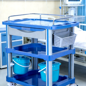 पोर्टेबल प्रथम सहायता गाड़ी टिकाऊ हल्के अस्पताल चिकित्सा उपचार गाड़ी 4 अरकों प्लास्टिक एब्स सामग्री बहु-कार्य के साथ - Product Image 4