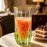 Carafe et verres à eau en cristal de luxe à bord doré, style bohème, 1,8 L, sans BPA, avec base colorée, pour hôtel