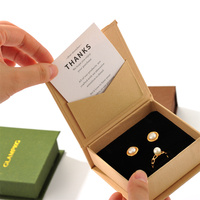 Boîte à bijoux personnalisée avec logo en feuille d'or, couvercle rabattable, fente intérieure pour carte, boîte cadeau en papier rigide mat pour bague, boucles d'oreilles, collier