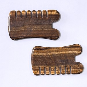 Prix d'usine Vente chaude Peigne de massage en pierre d'œil de tigre naturel Peigne en jade Gua Sha pour la tête - Product Image 2