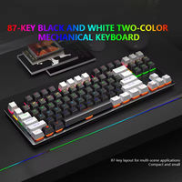 LEAVEN K550 87-Key Blue Axis Mechanical Gaming Keyboard New Design with Hot Swappable DIY Keycaps Black & White