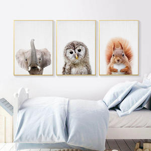 <span class=keywords><strong>Jirafa</strong></span> conejito elefante lienzo niño póster guardería pared arte imagen impresión bosque Animal pintura nórdico chico bebé dormitorio Decoración - Product Image 3