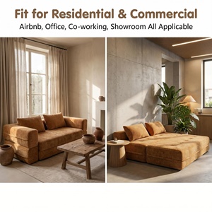 Sofá <span class=keywords><strong>Cama</strong></span> Transformable de Terciopelo sin Marco, Sofá Recto Comprimible, Envío Moderno, Sofá Perezoso de Doble Uso - Product Image 4
