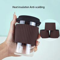 Manchon de tasse en silicone résistant à la chaleur, anti-brûlure, antidérapant, isolant, réutilisable, flexible, accessoire de cuisine pour tasses à café et à thé